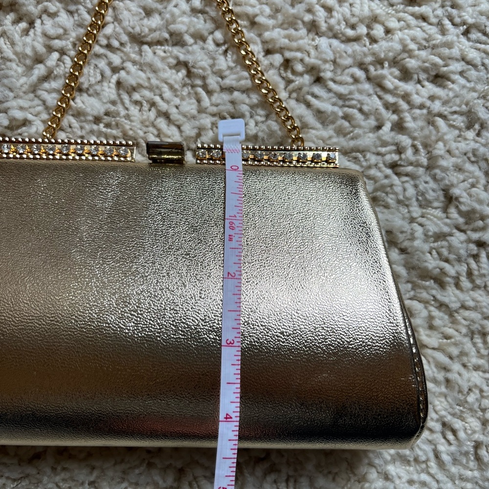 Vintage gold clutch, optional short chain handle - Picture 10 of 11